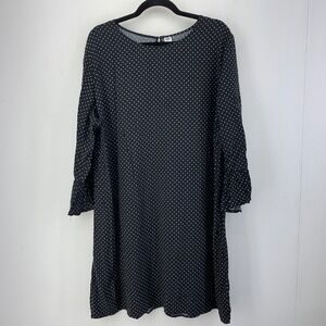 Old Navy Womens XXL Black White Polka Dot Ruffle Bell Sleeve Shift Dress